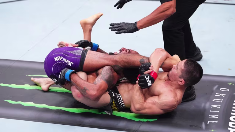 Asu Almabayev Outworks and Submits Charles Johnson in Third-Round Finish