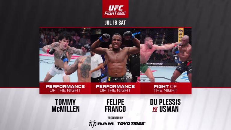 Du Plessis-Usman Earns Fight of the Night as Franco and McMillen Take Performance Bonuses