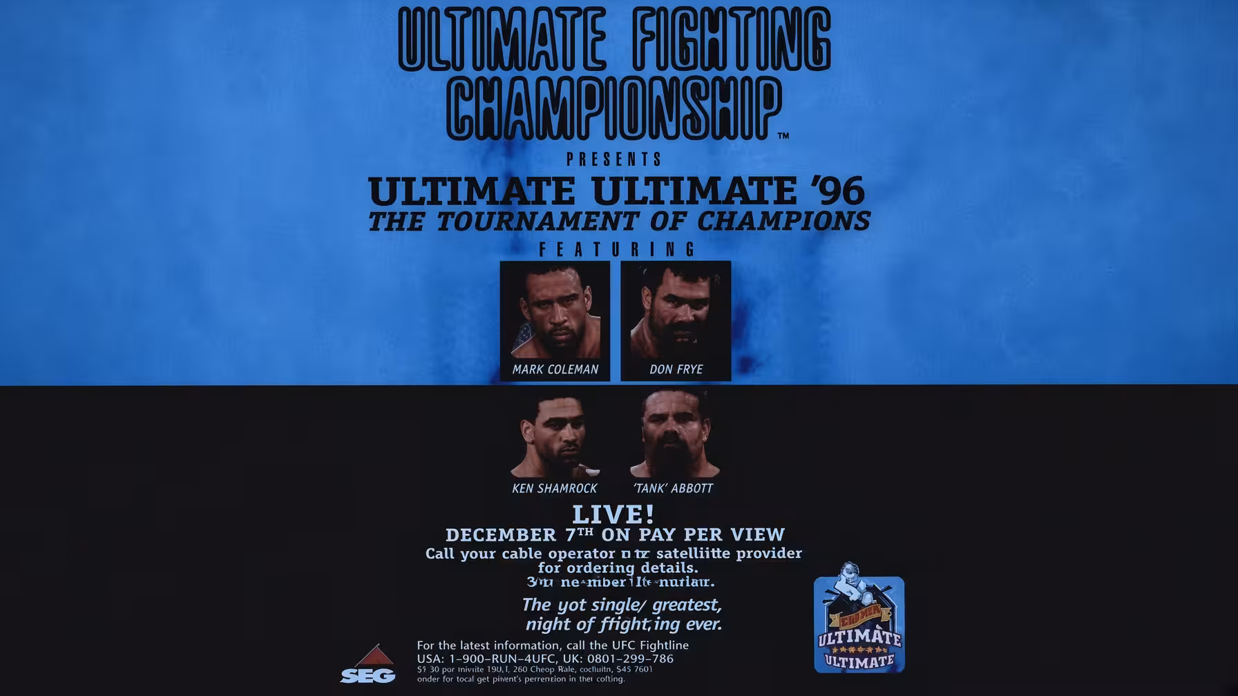 UFC 11.5: Ultimate Ultimate 1996 Full Fight Card, Date & Details